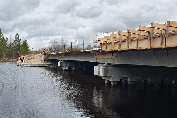 Ход ремонта моста через реку Кяма на км 683+279 автомобильной дороги А-215 Лодейное Поле - Вытегра - Прокшино - Плесецк - Брин-Наволок